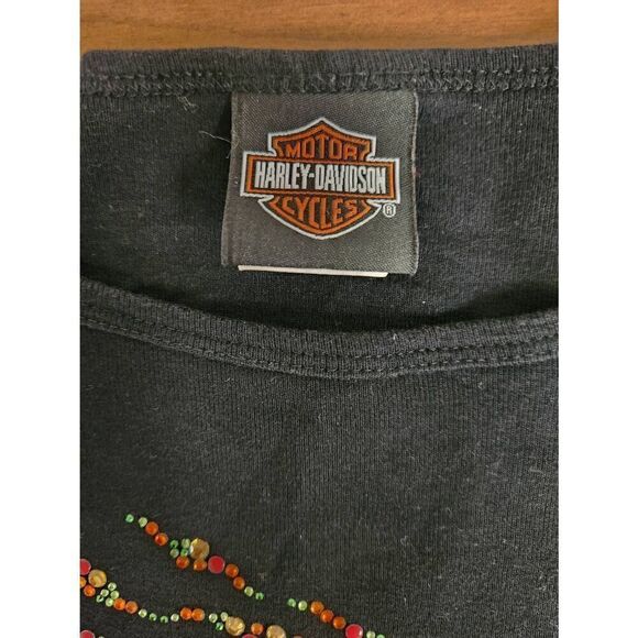 Harley-Davidson 2X long sleeved blacktop with embellished Top Rainbow Multicolor - Picture 3 of 6